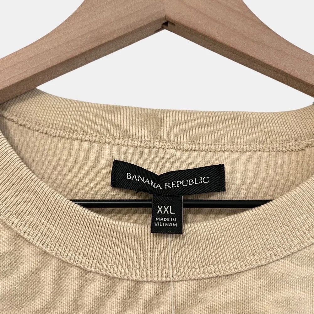 Banana Republic Men Heavyweight Cotton XXL Crewneck Shirt Tan Relaxed Fit NWT